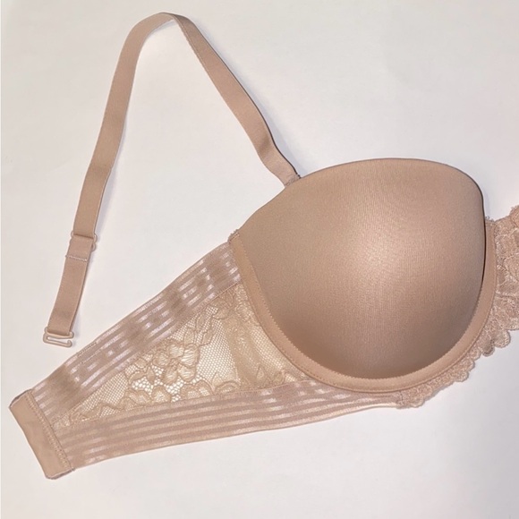 34D Maidenform Pushup Strap/Strapless Smooth Cups Nude, Lace NonSlip Grip 0222GP - Picture 15 of 16